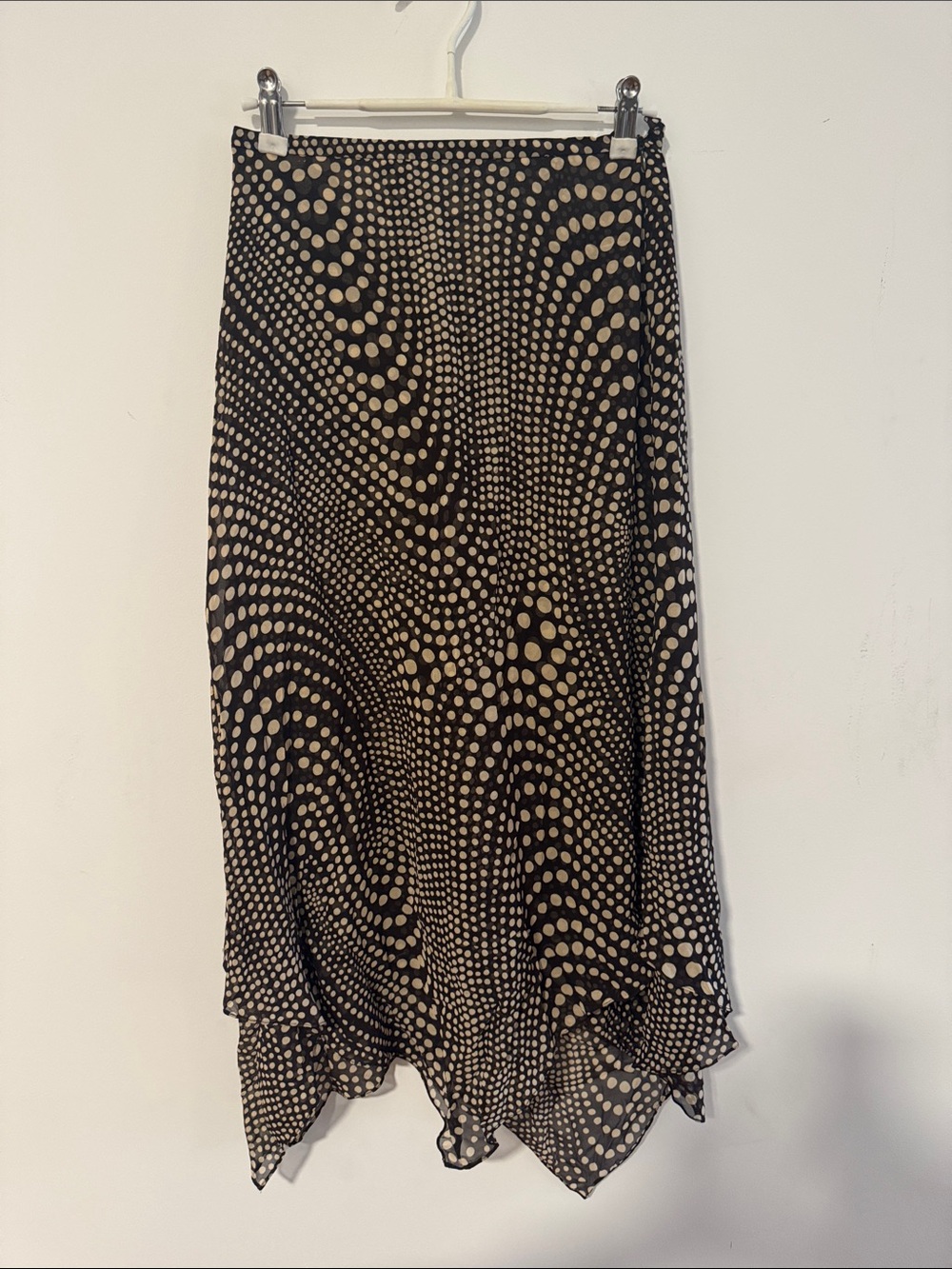 Dana Bachman Silk asymmetrical hem midi skirt